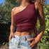 'Faer' One Shoulder Cropped Cami - Celes Fashion